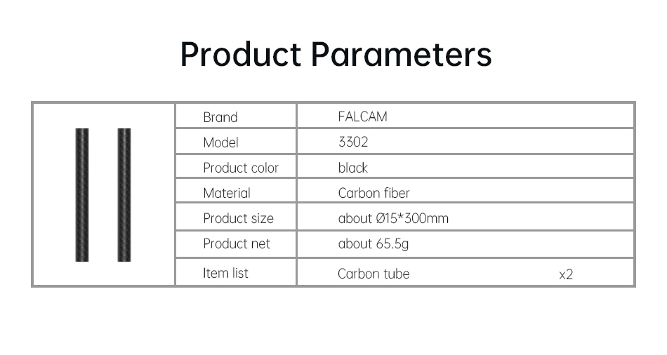Falcam 3302 15-300mm Carbon Fiber Rod (2 pcs)