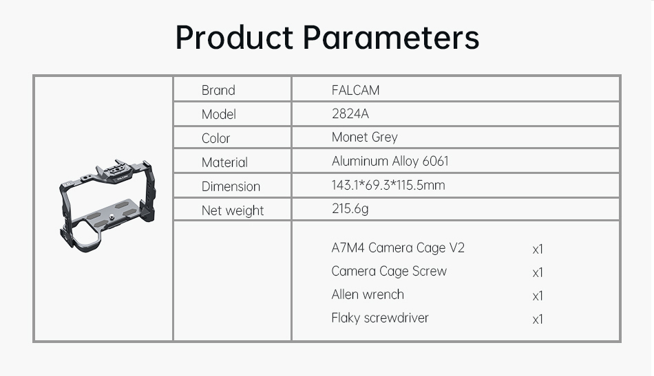 Falcam 2824A F22&F38&F50 Quick Release Camera Cage (for A7M4) V2