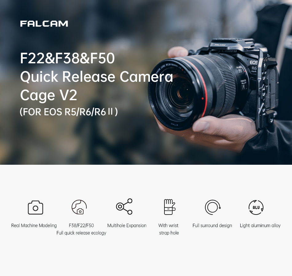 Falcam 2634A F22&F38&F50 Quick Release Camera Cage (for EOS R5 R6 R6II) V2