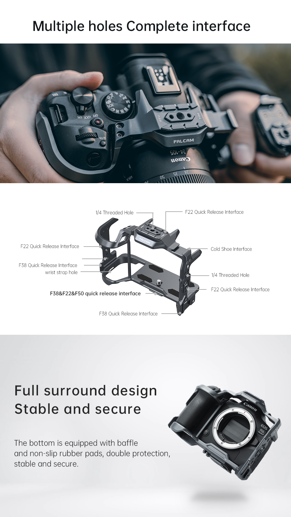 Falcam 2634A F22&F38&F50 Quick Release Camera Cage (for EOS R5 R6 R6II) V2