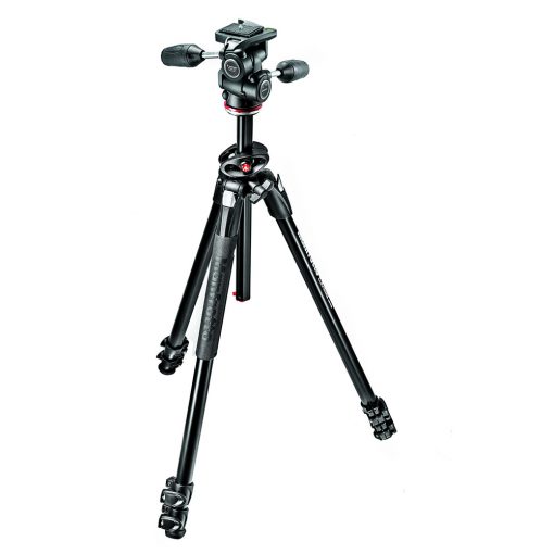 Manfrotto 290 DUAL Kit, Alu 3 sec. tripod w/90° column and 3W head